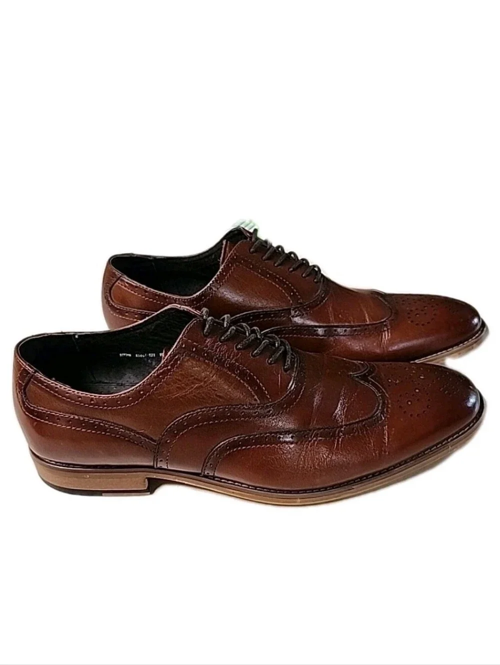 Stacy Adams Men's Dunbar Wingtip Oxford Cognac Leather Brogue Dress Shoe 9